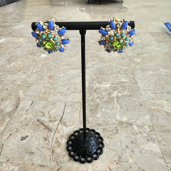 Stony Multi-Colored Button Earrings - Picture 5 of 6